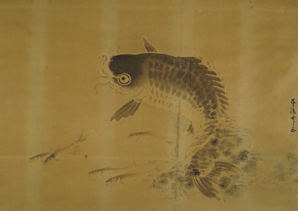 Koi Hanging Scroll Full Motif Without Mounting