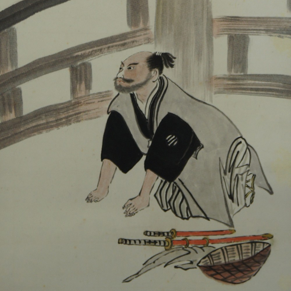 Samurai hanging scroll motif close-up preview