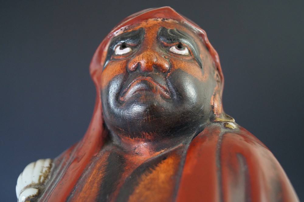 Daruma Figure Made of Kutani Porcelain Facial Expression Close-Up