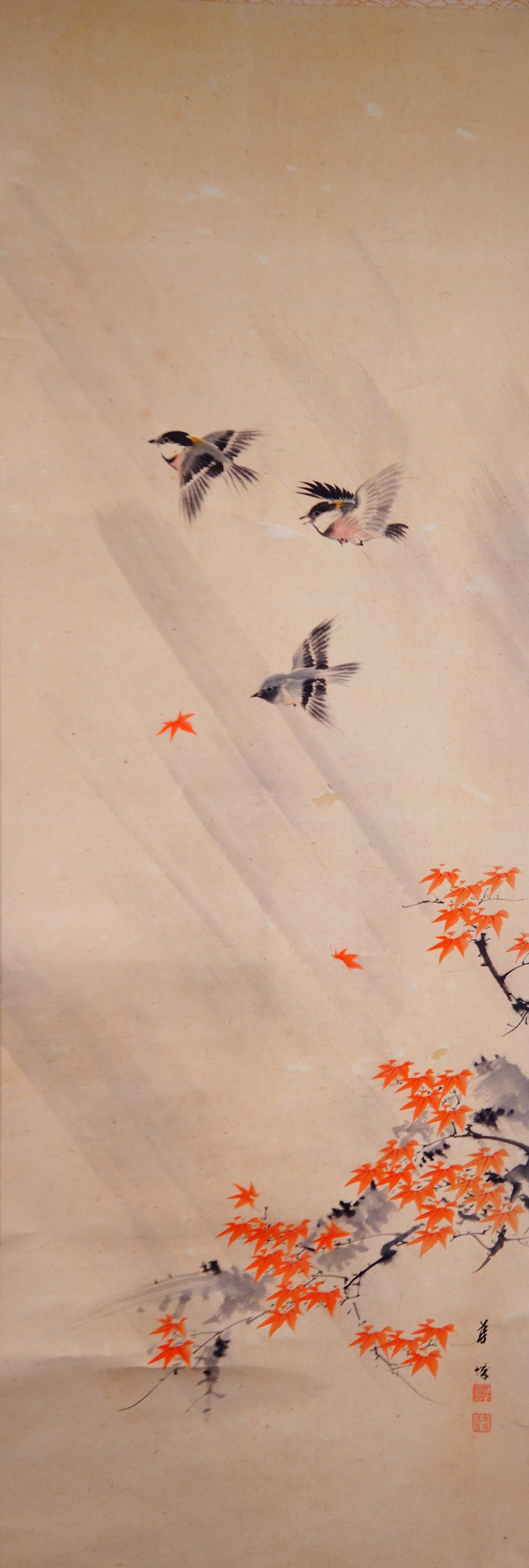 Autumn Flight in Morning Light hanging scroll by Manjo Kajo full motif without mounting
