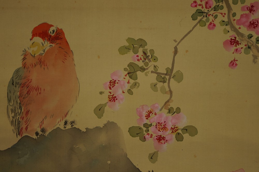 Parrot Hanging Scroll by Kaura Moriyama Motif Close-Up 2