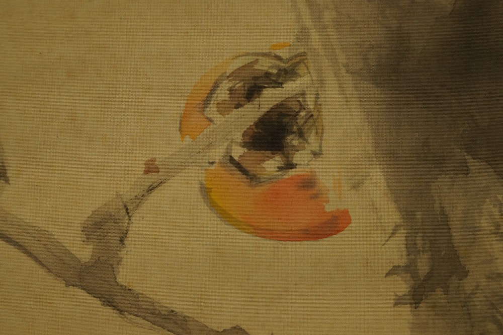 Bird on a persimmon tree persimmon motif close-up 2