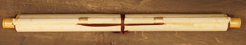 Kalligrafie Kakemono zusammengerollt