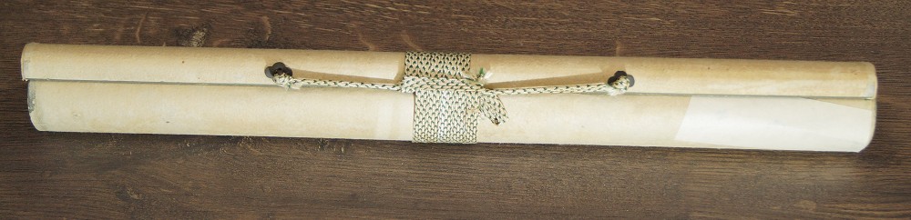 Buddhistische Kalligraphie Kakemono Zusammengerollt