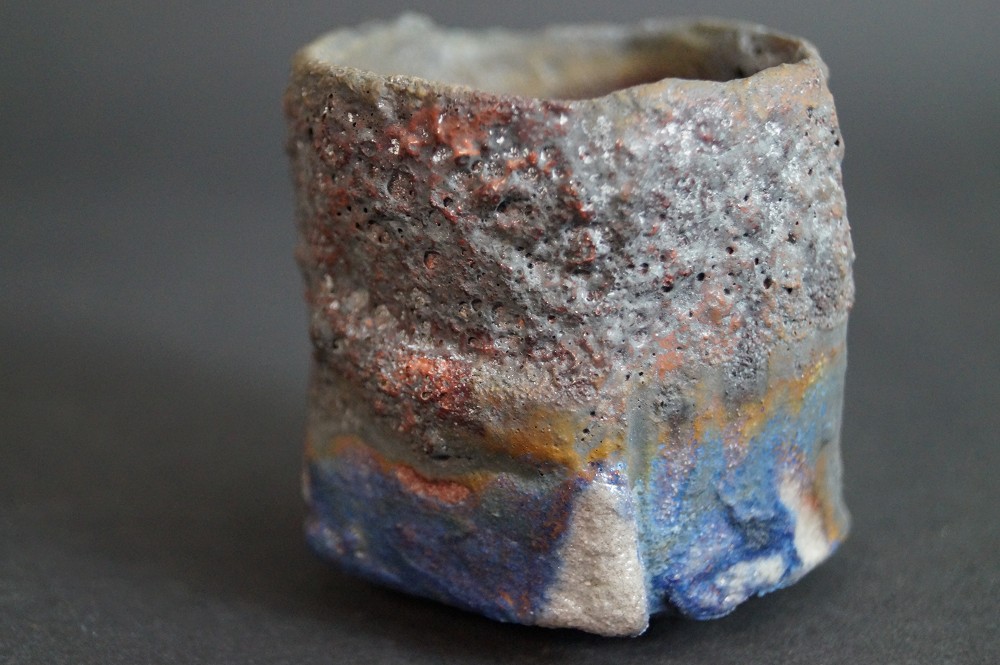 Sake cup guinomi wabi-sabi glaze close-up 2