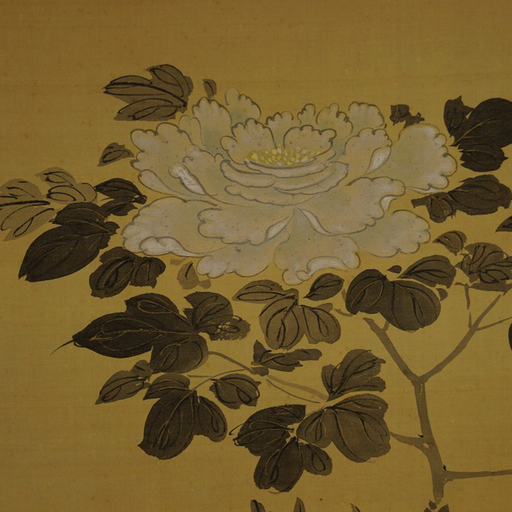 Sparrows and Chrysanthemums Hanging Scroll Motif Close-Up Preview