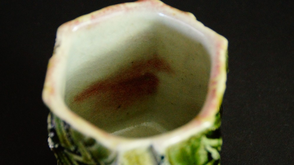 Yunomi Tea Bowl Made of Oribe Ware by Kawachi Hidetoshi Interior View Close-Up