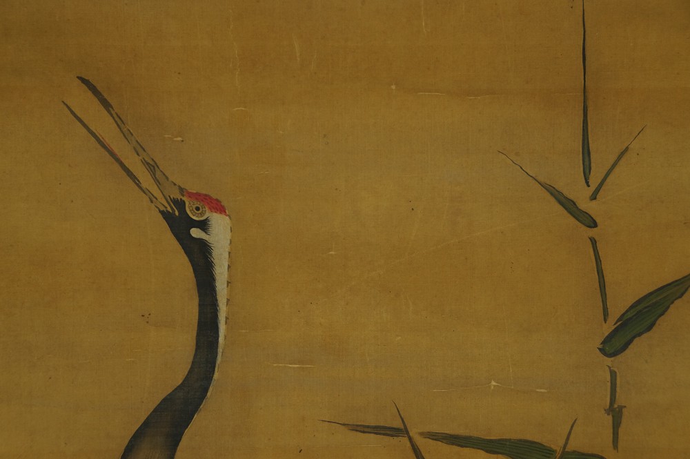 Two cranes by Jikoji Sanenaka crane motif close-up 1