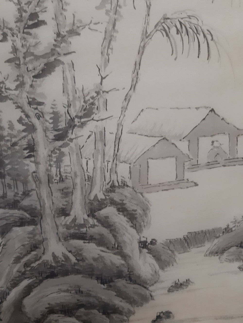 Landschaft Baeume und Huette Nahaufnahme 1