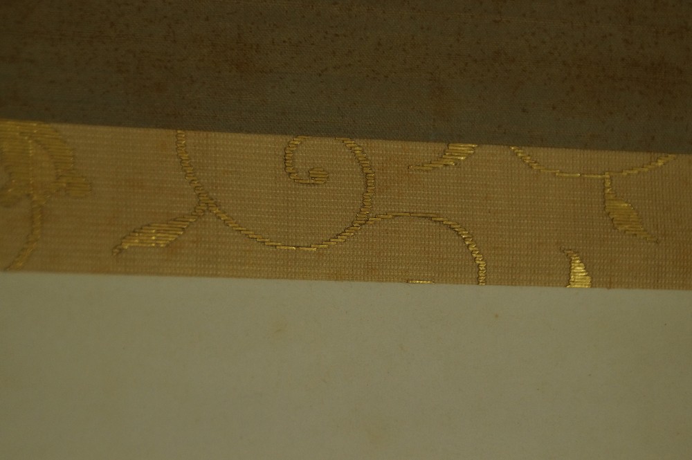 Knorriger Pflaumenbaum Kakemono Montierungsdetail