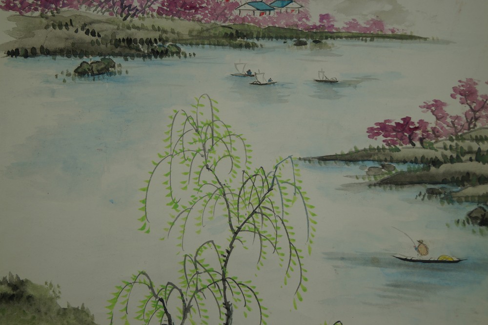 Kakemono Landschaft Weiden Motiv Nahaufnahme