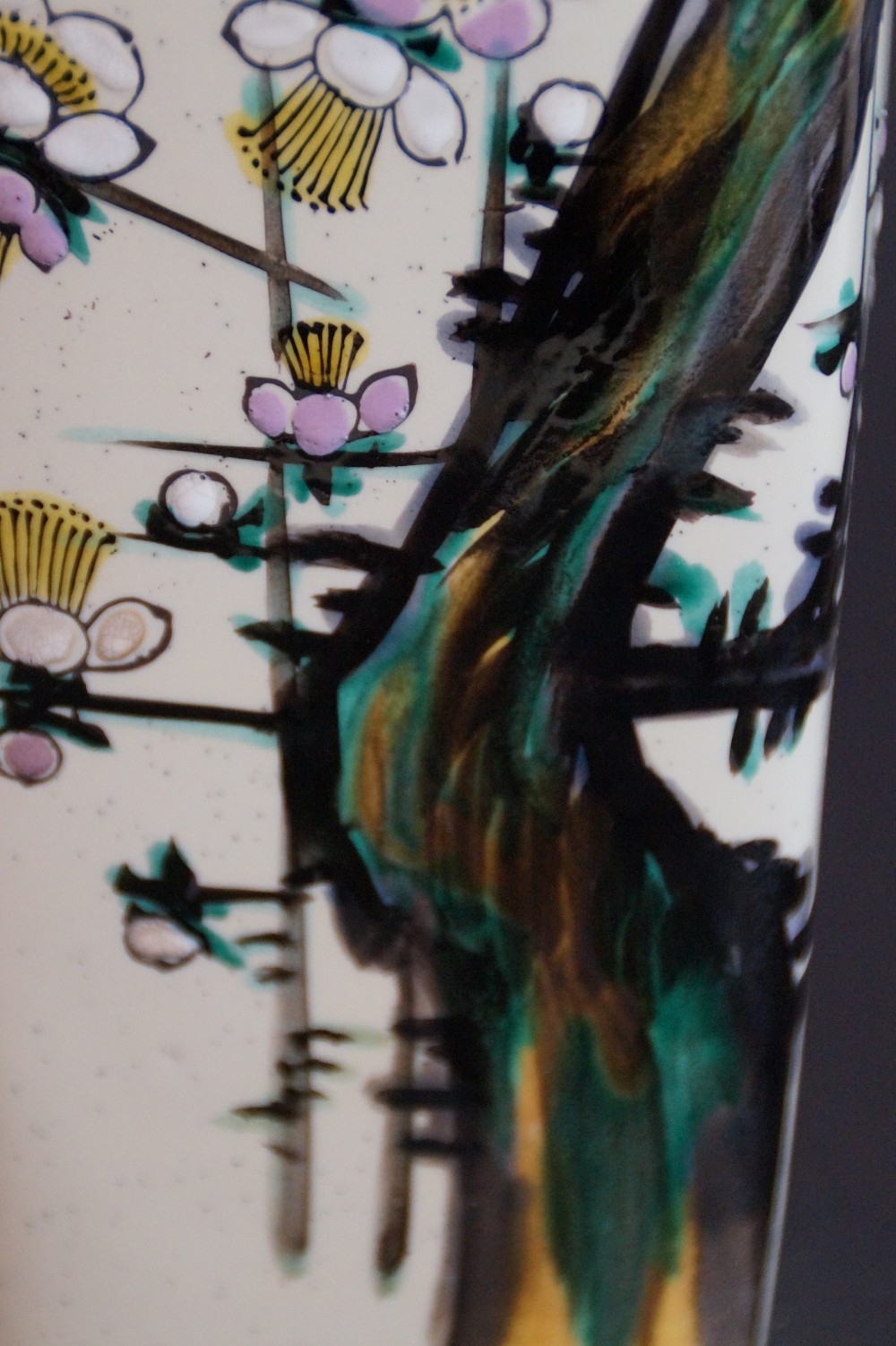 Kutani Vase Plum Blossom Motif Close-Up