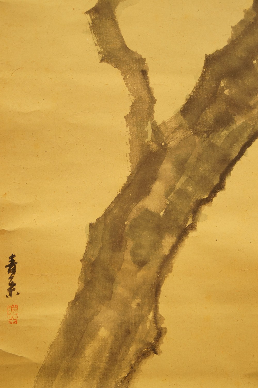 Krähe auf einem Zweig - japanisches Rollgemälde (Kakejiku, Kakemono)
