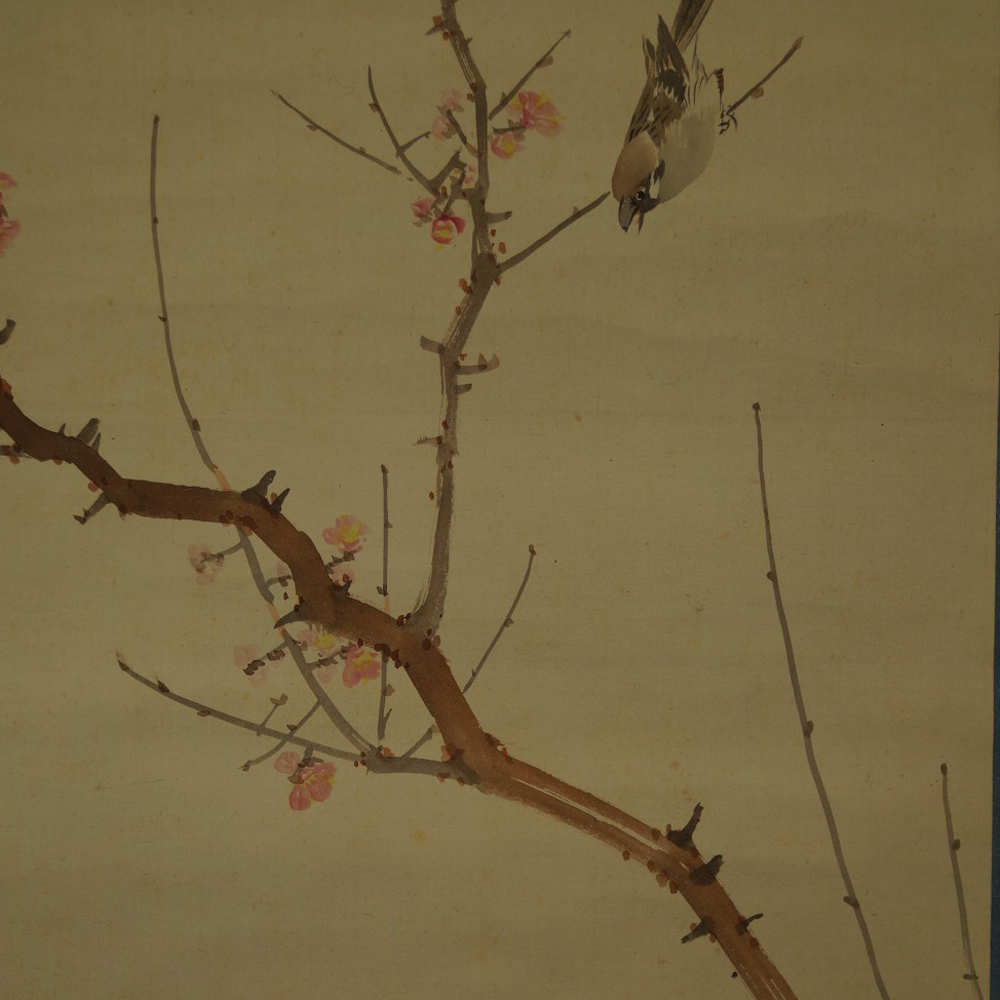 Sparrows on a Plum Branch Hanging Scroll Motif Close-Up Preview