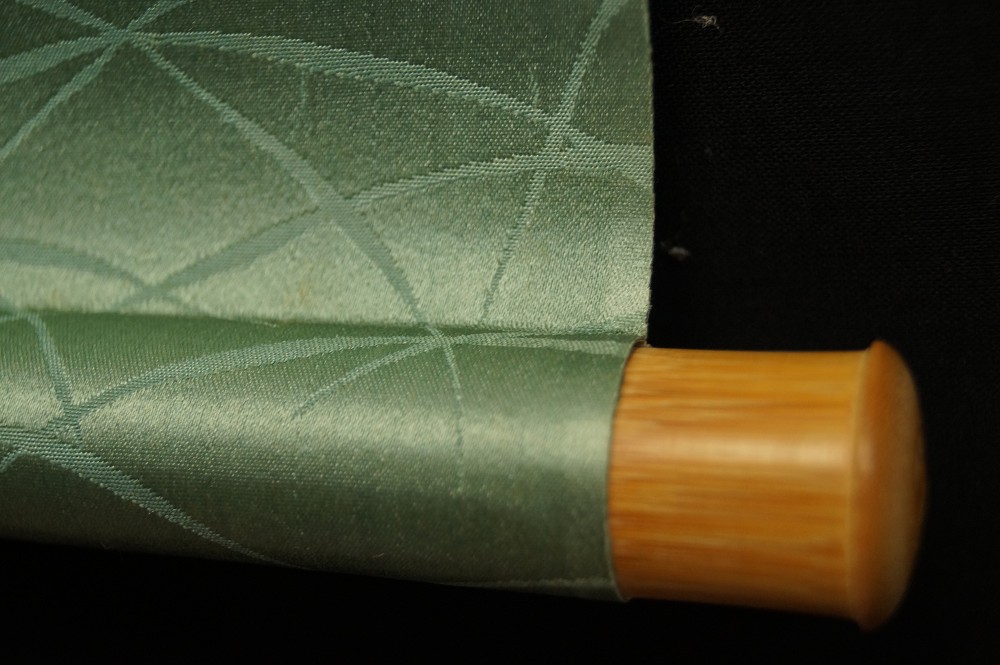 Silk fabric and bamboo scroll end Scroll Detail