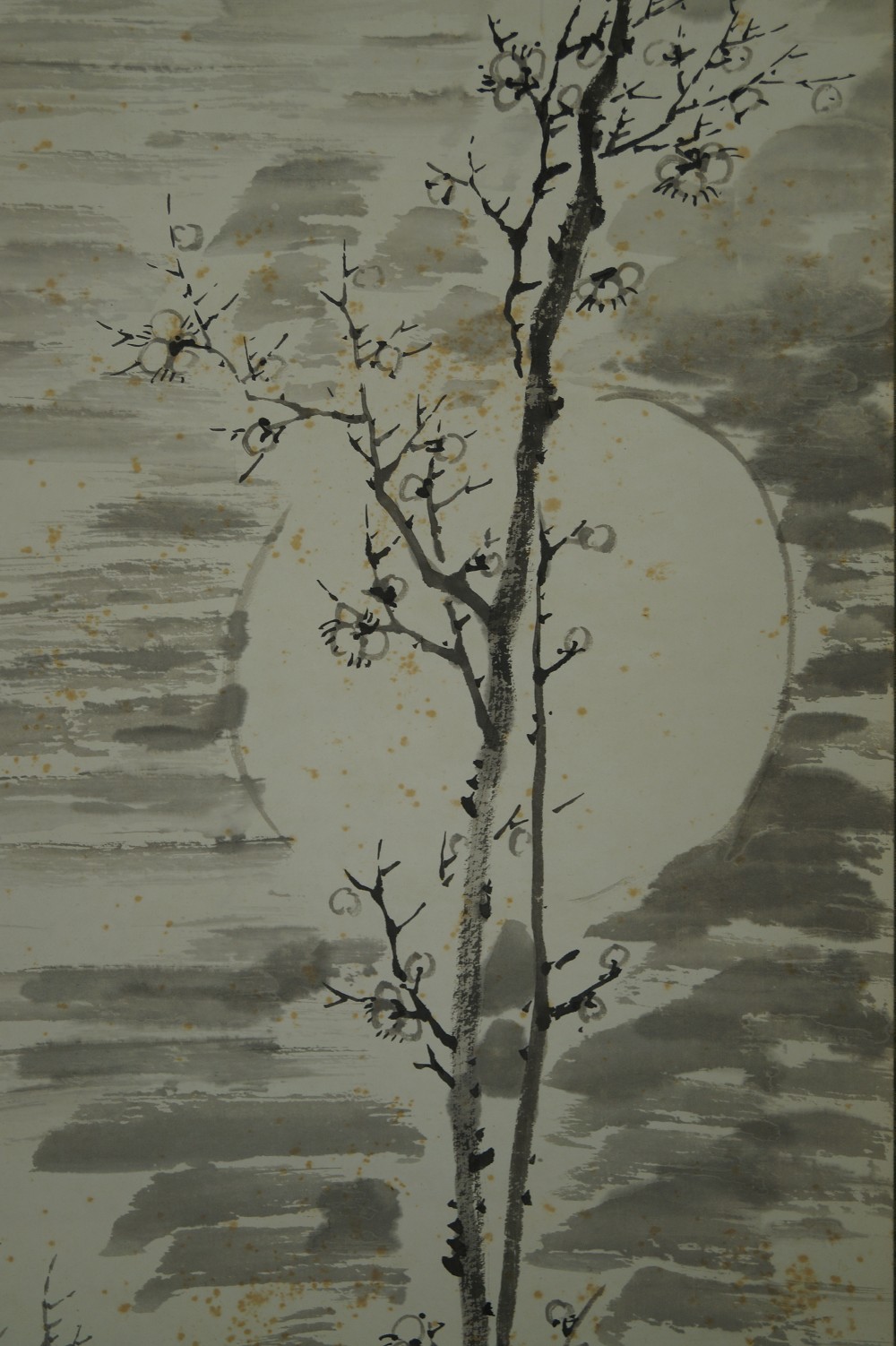Plum tree in moonlight hanging scroll kakejiku kakemono moon motif close-up