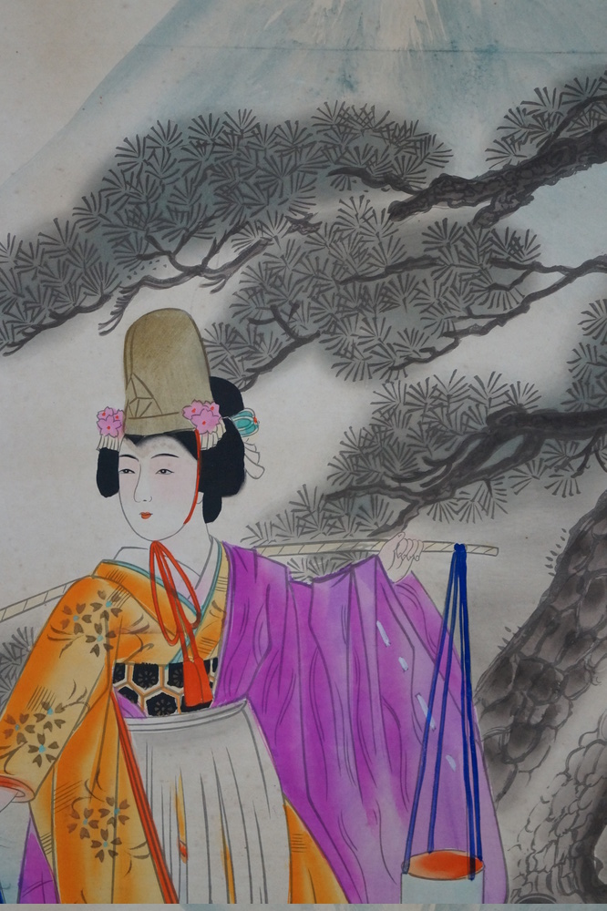 Schönhit im Kimono - Japanisches Rollgemälde (Kakejiku)