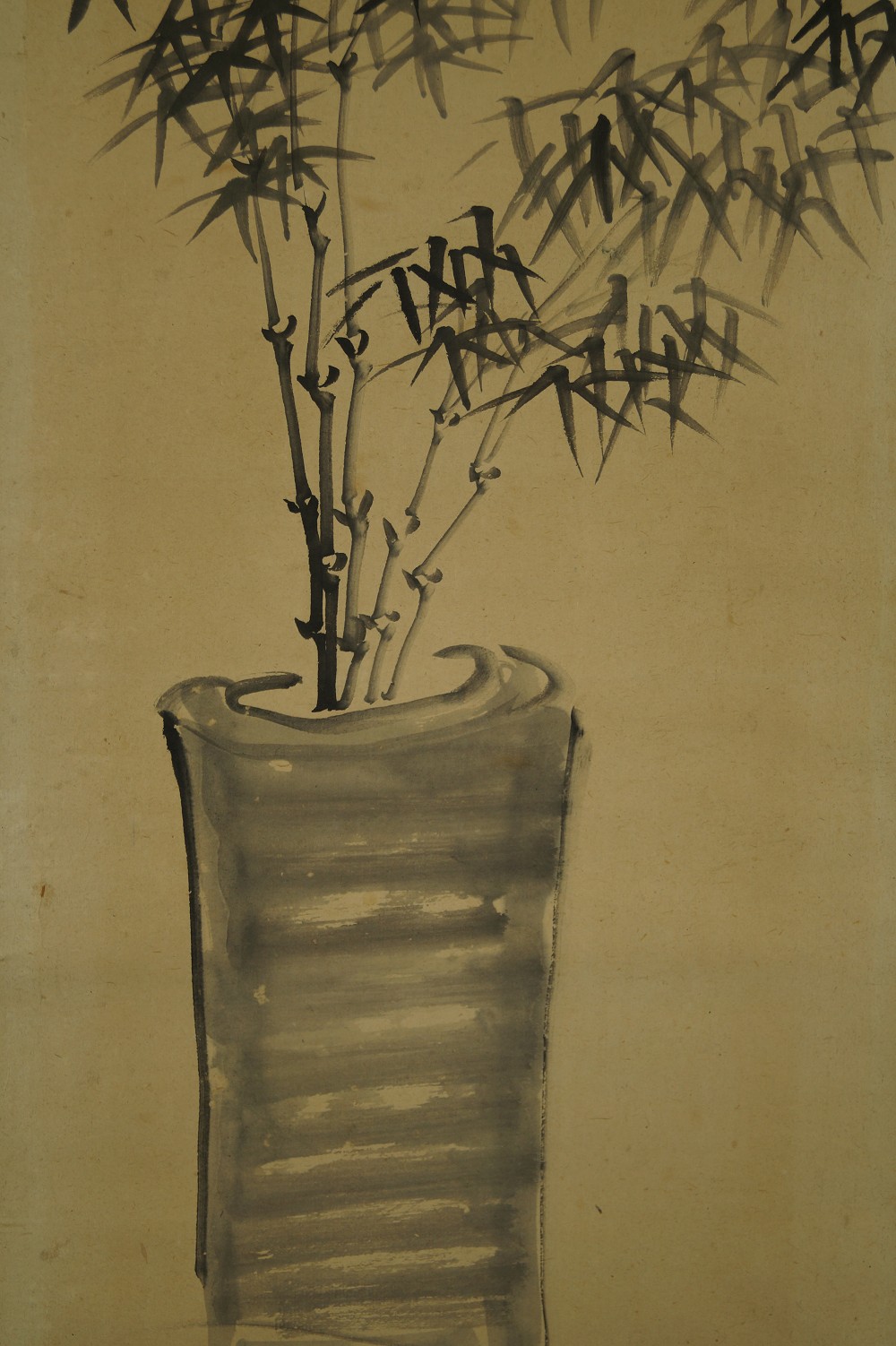 Bamboo Hanging Scroll Vase Motif Close-Up