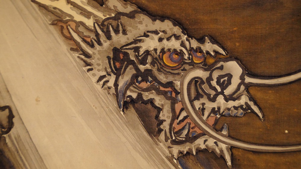 Drache in der Welle Kakemono Drachen Motiv Nahaufnahme Kopf und Augen 3