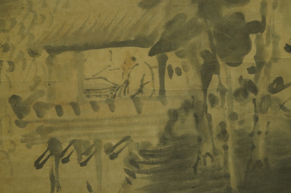 Landschaft Rollbild Figuren Motiv Nahaufnahme