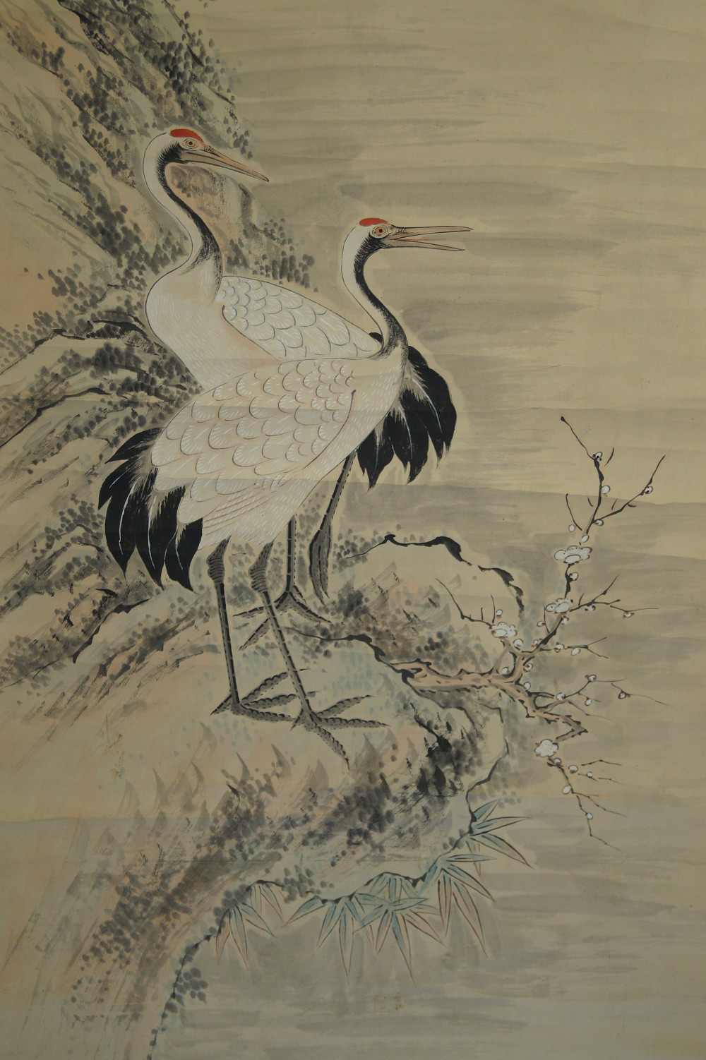 Kakemono Zwei Kraniche Motiv Nahaufnahme 2