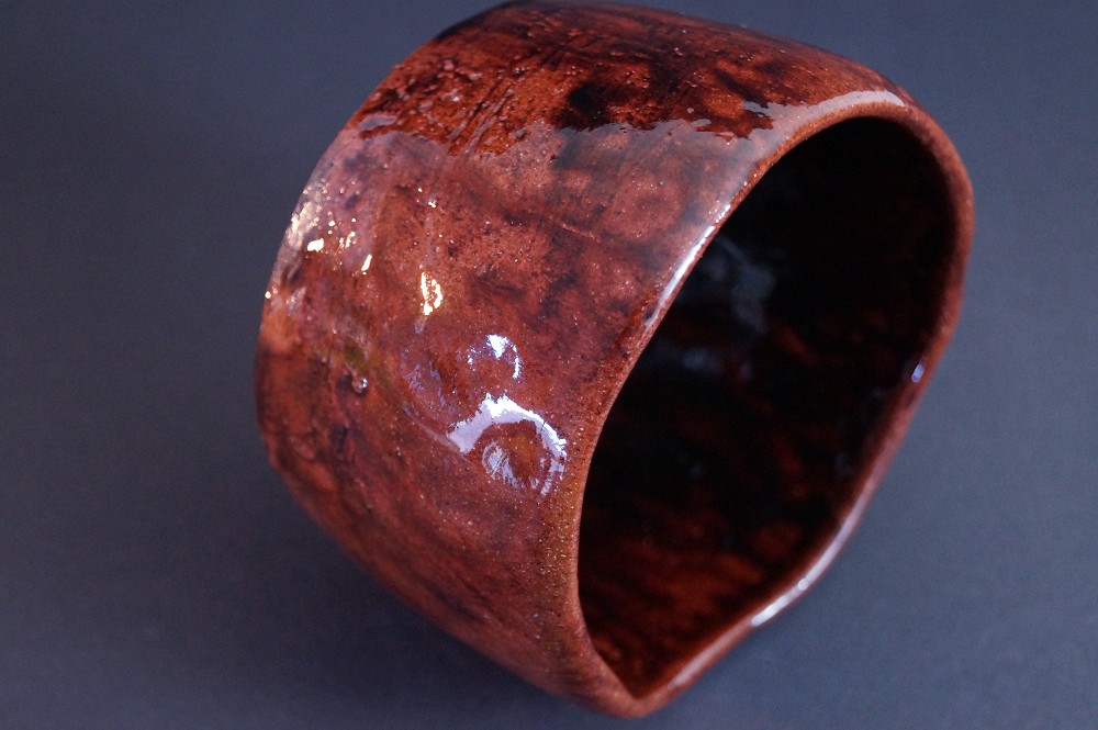 Raku Tea Bowl Chawan by Shoki Kimura Glaze Close-Up