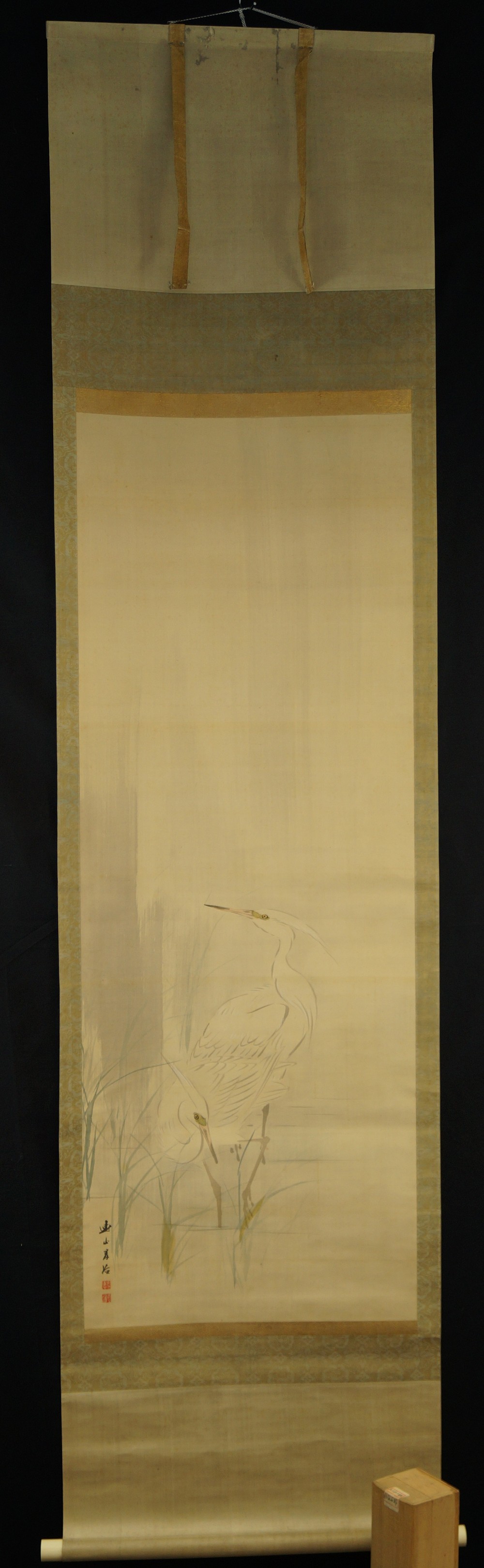 Zwei weiße Reiher - Japanisches Rollbild (Kakejiku, Kakemono)