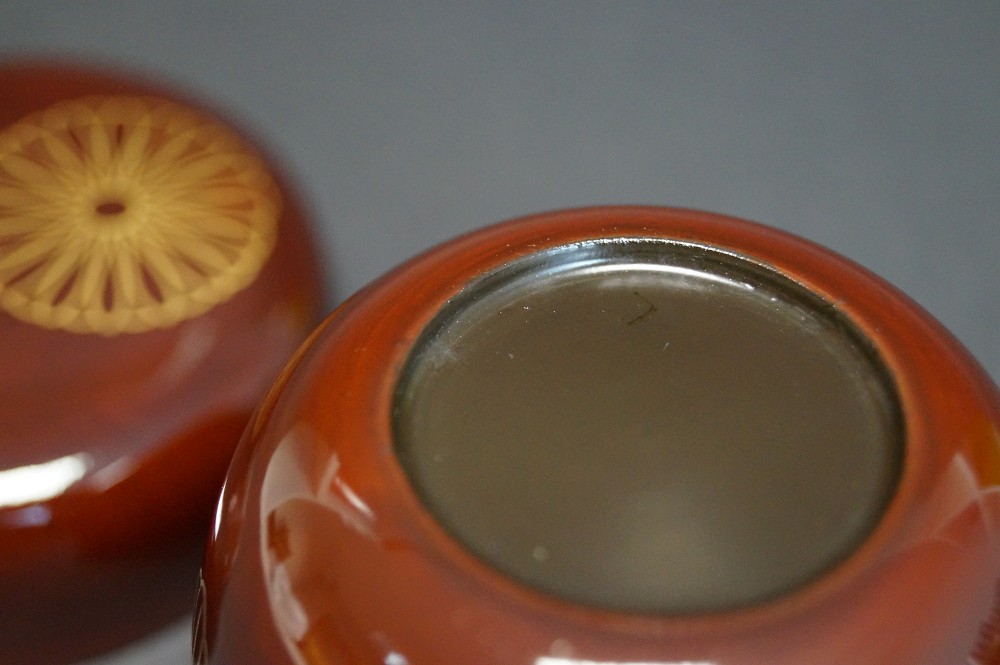 Makie natsume Japanese tea container for the tea ceremony interior view close-up 2