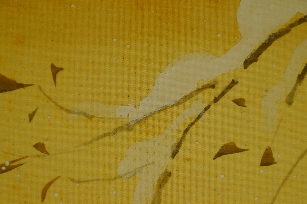 Bird in Winter Hanging Scroll by Ito Keisui Snow Motif Close-Up