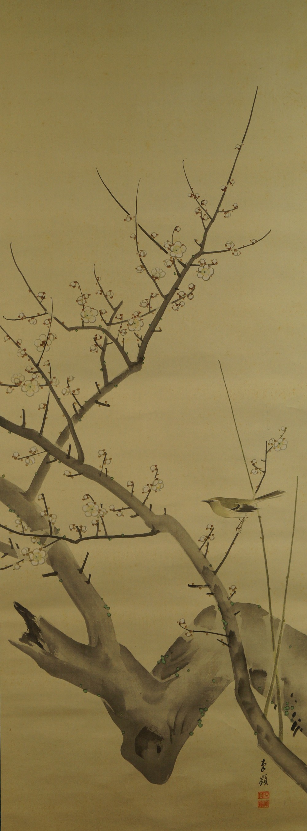 Sparrow and Plum Blossoms Full Motif Without Mounting