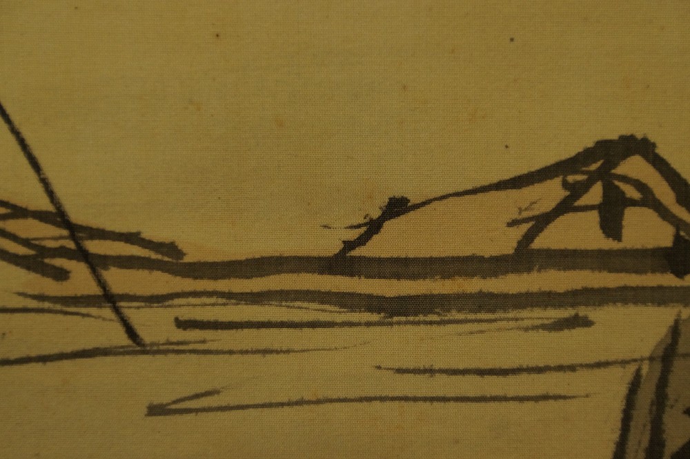 Landschaft von Eizan Kikukawa Boot Motiv Nahaufnahme