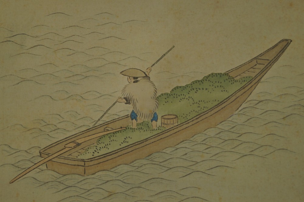 Hanging scroll fishing boat fishing boat motif close-up