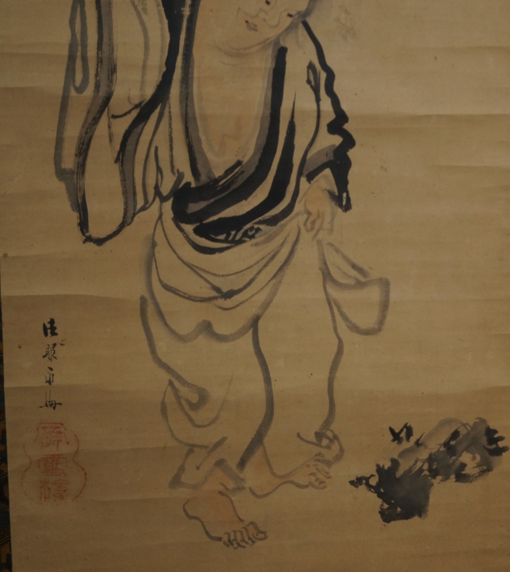 Monk Hanging Scroll Signature and Seal Close-Up