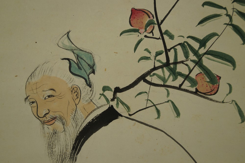 Grandfather and Grandson Hanging Scroll Old Man Motif Close-Up 2