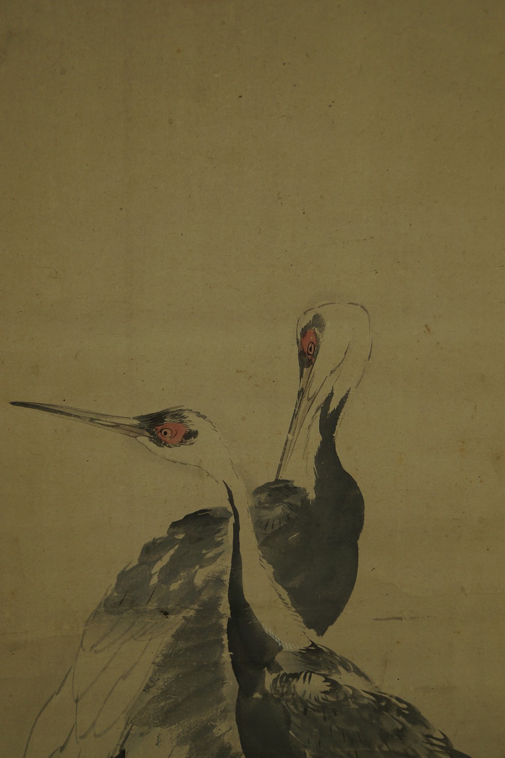Two Cranes in the Rising Sun by Kishi Takedo Crane Motif Close-Up