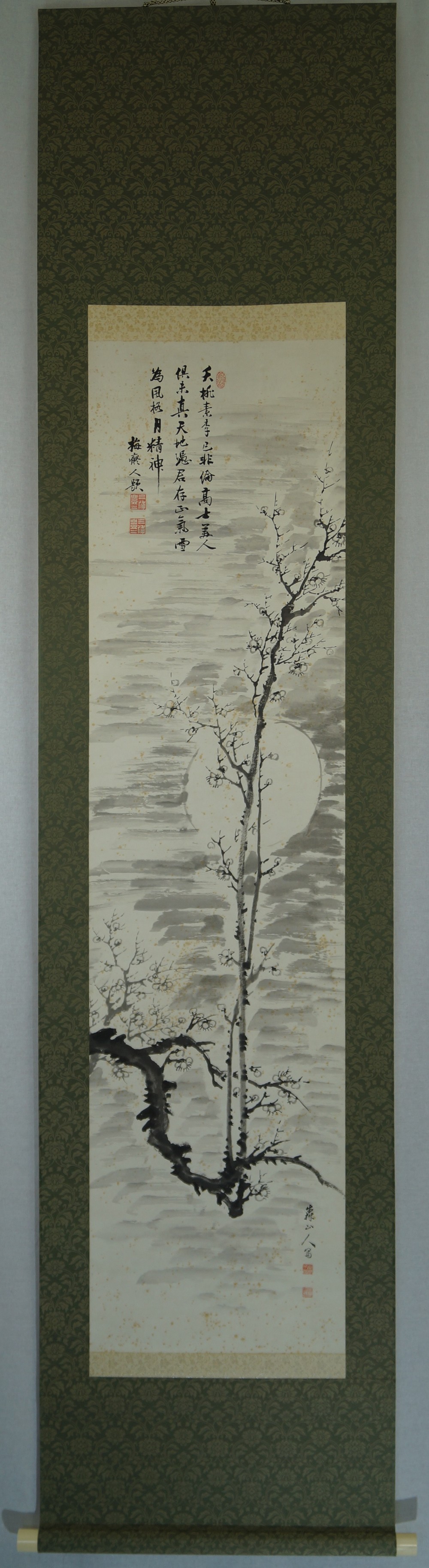 Plum Tree in Moonlight Hanging Scroll Kakejiku Kakemono Full View of Hanging Scroll