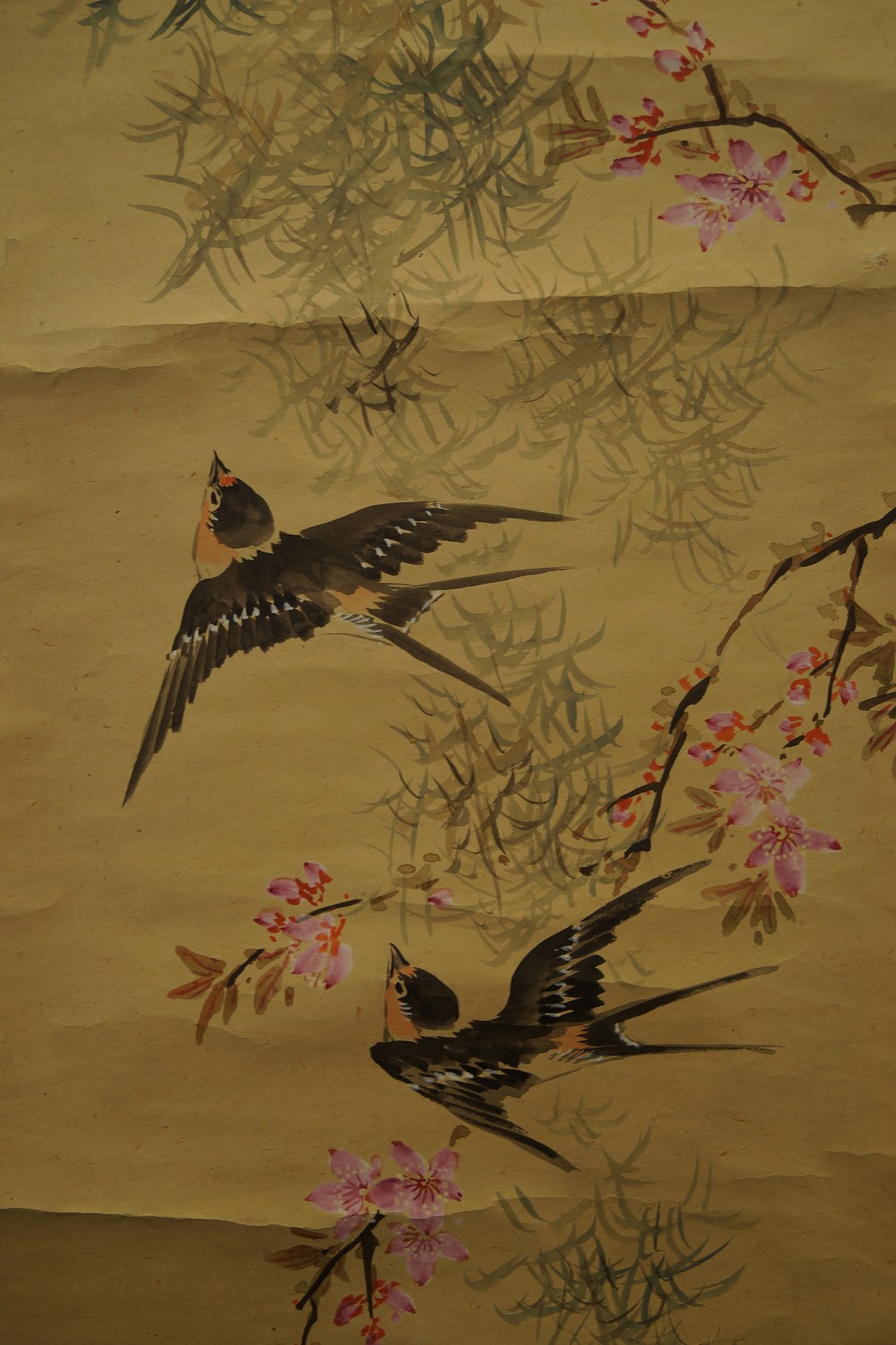 Two Swallows by Murakami Kozan Swallows Motif Close-Up 1