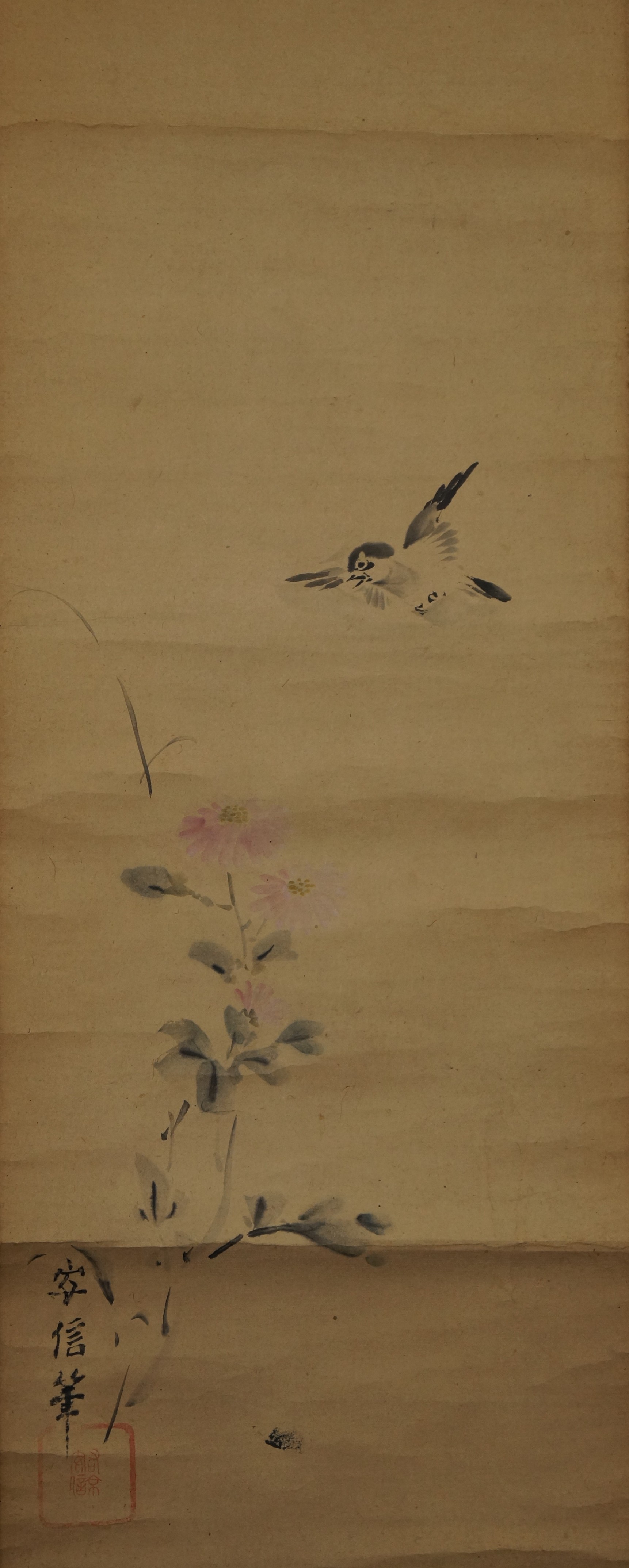 Vogel und Blume Rollbild Gesamtmotiv ohne Rahmung