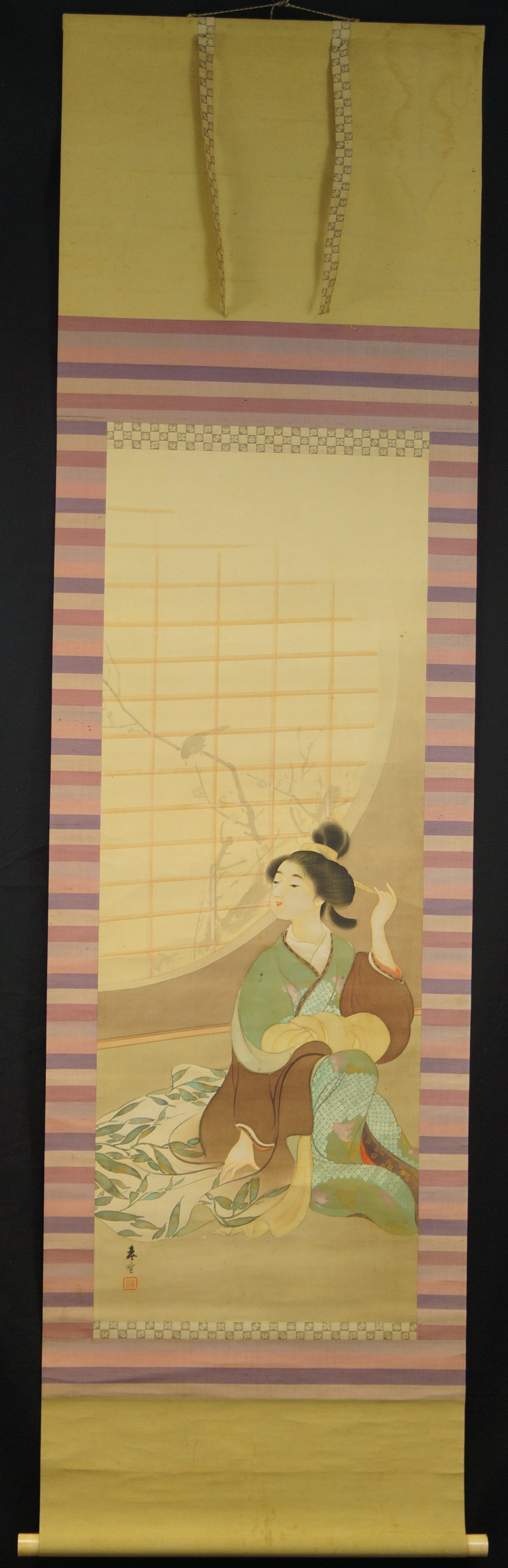 Beauty at the Window Full View Hanging Scroll