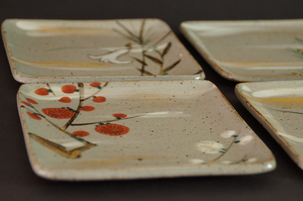 Set of 5 Dessert Plates by Takuo Kato Set Side View