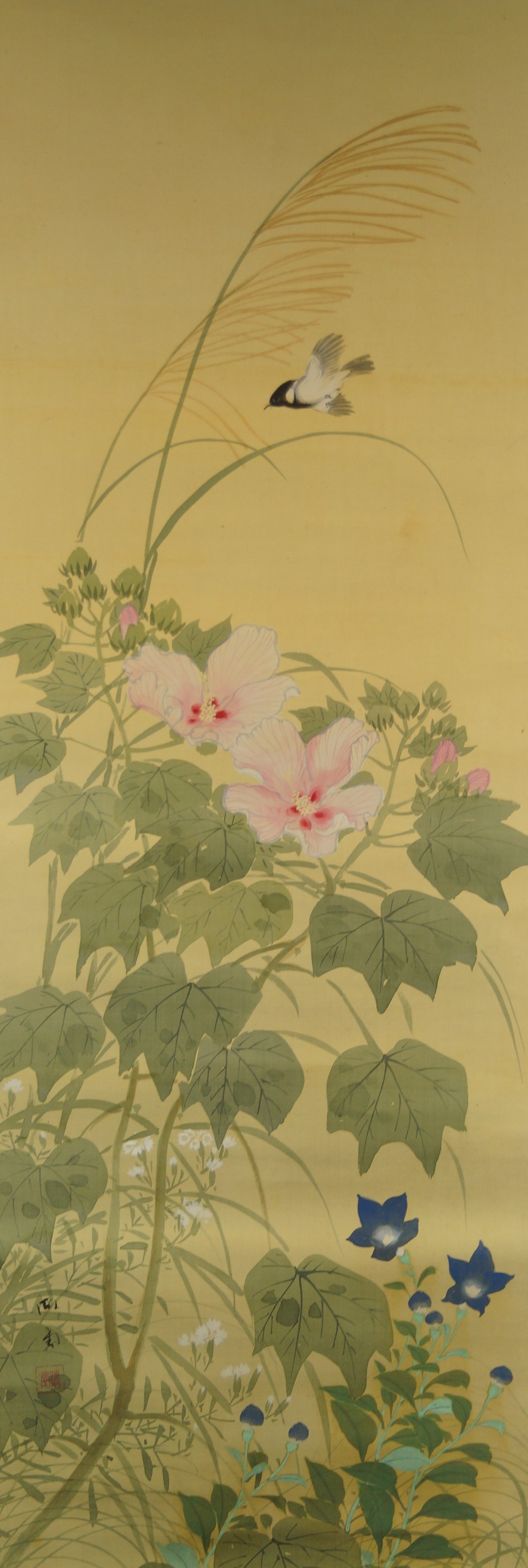 Sparrow and Flowers by Seido Full Motif Without Mounting