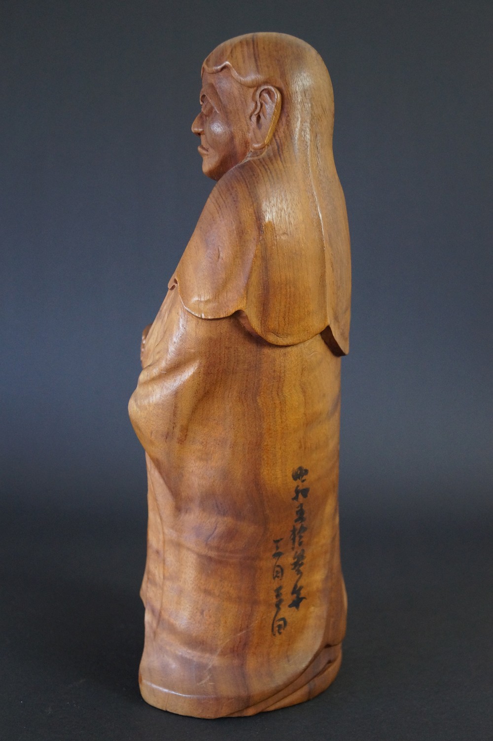 Bodhidharma Wood Figure Side View 1