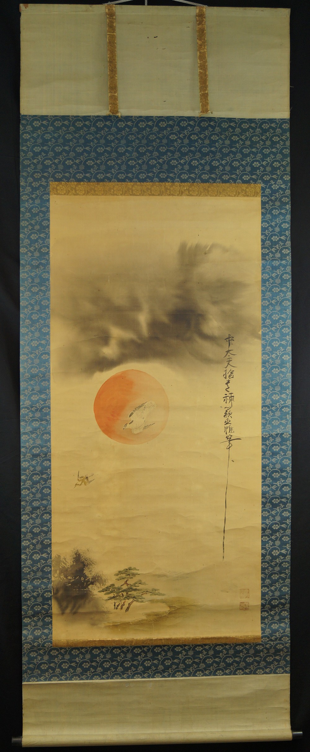 Hawk on the Hunt Full View Hanging Scroll