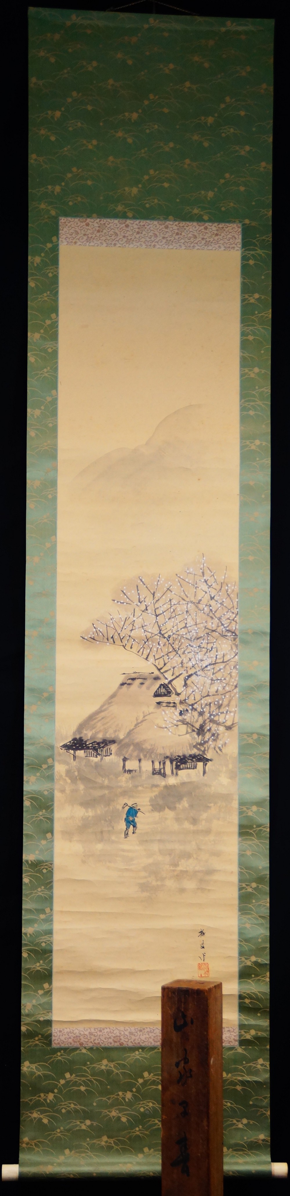 Frueher Fruehling in den Bergdoerfern Kakemono von Matsumura Baiseki Gesamtansicht Rollbild