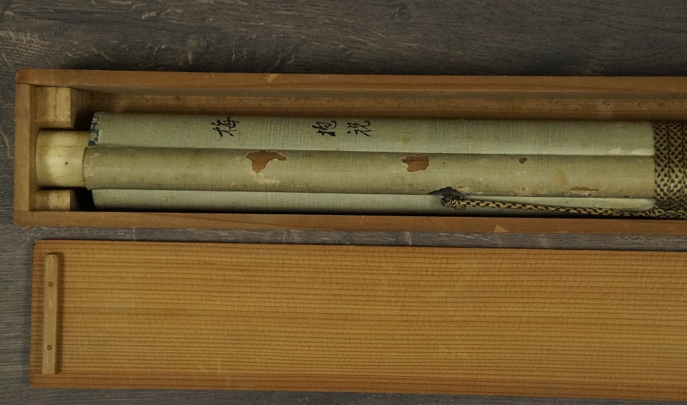 Blooming Plum Branch by Sakai Houki Kakemono in Storage Box