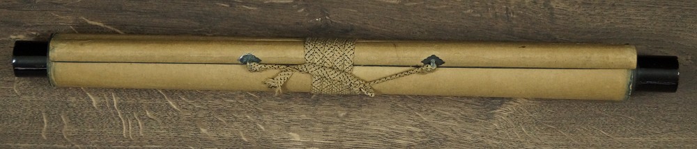 Bird on a Rose Branch Kakemono Rolled Up