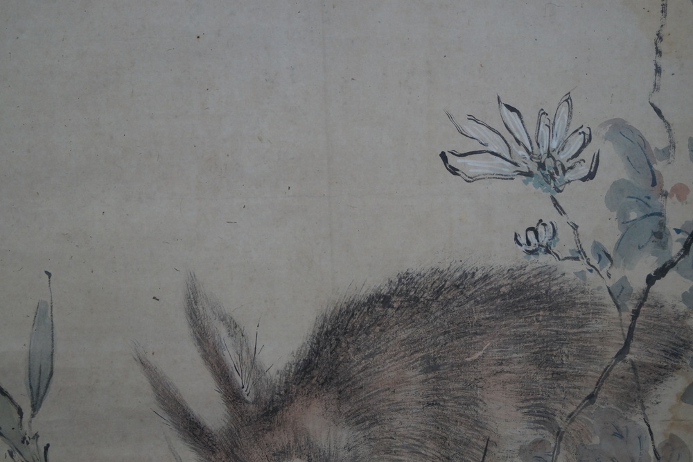 The Hare in the Grass Kakejiku Hare Motif Close-up