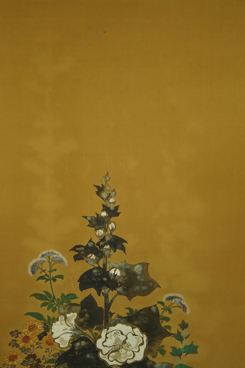 Blumen Rollbild Motiv mit Goldgrund Nahaufnahme