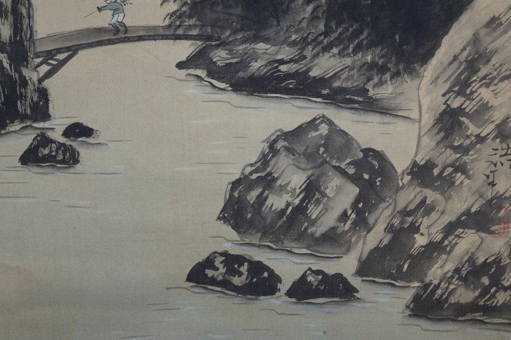 Fluss und Berge - Japanisches Rollgemälde (Kakejiku)