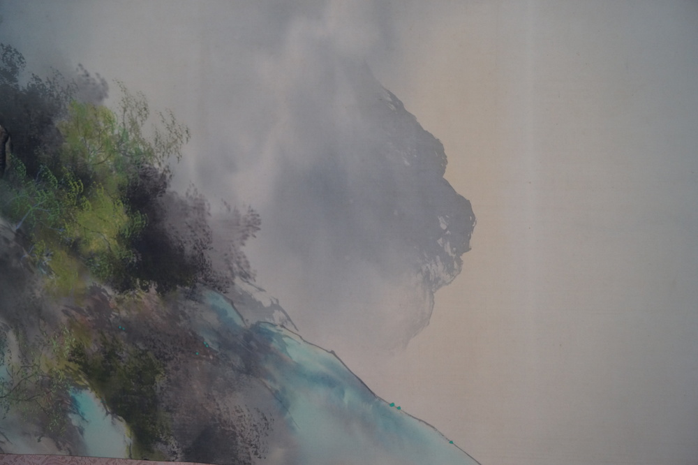 Haus am Wasserfall - Japanisches Rollgemälde (Kakejiku)